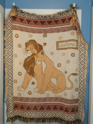 Vintage Lion King Blanket Throw Beacon Disney 90s Simba Nala Tapestry Flawed 3