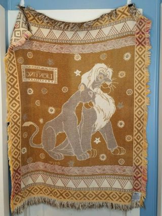 Vintage Lion King Blanket Throw Beacon Disney 90s Simba Nala Tapestry Flawed 4