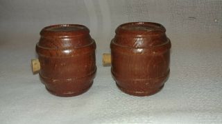 Vintage Wooden Calif State Park Barrel Salt And Pepper Shakers