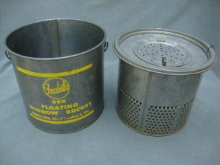 Vintage Frabills Full Floating Minnow Bucket/pail & Insert Fishing 880 Usa Steel