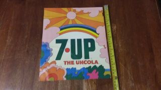 Vintage Acrylic 7up 7 Up The Uncola Sign Pyschedelic Adhesive Sticker.