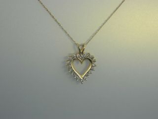 Exquisite Vintage 14k Yellow Gold.  20tcw Diamond Heart Pendant M