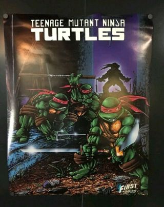 Vintage 1986 Teenage Mutant Ninja Turtles First Comics Poster Tmnt 22x28