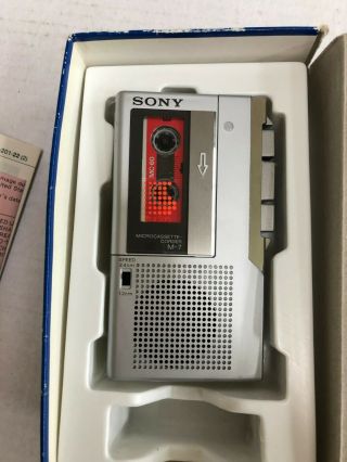 Vintage Sony M - 7 Micro - Cassette Recorder with 2 Tapes and Box 3