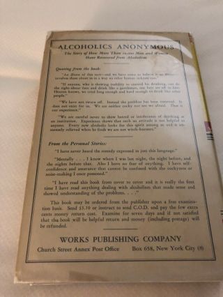 Alcoholics Anonymous First edition 5th Printing W/ODJ 2