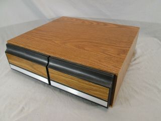 Vintage Vhs Tape 2 Drawer Holder Organizer Storage Box Wood Grain Look