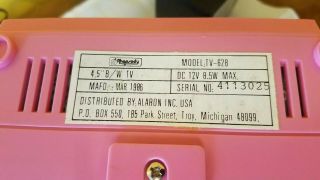 Vintage 80s Rhapsody Portable Black &White TV Pink - 2