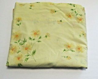 Vtg Miracale King Size Flat Top Sheet Yellow Daisy Flowers Crafting 108 " X 115 "