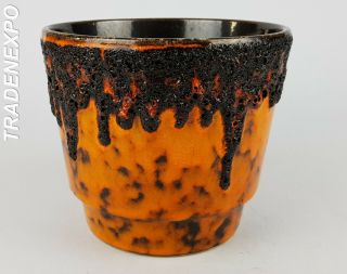 Vintage 60s - 70s Fohr Keramik Planter Pot Orange West German Pottery Fat Lava