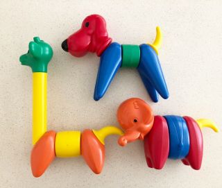 Vintage Tupperware Toys Zoo It Yourself Animals Giraffe Elephant Dog Complete