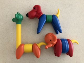Vintage Tupperware toys Zoo It Yourself Animals Giraffe Elephant Dog complete 2