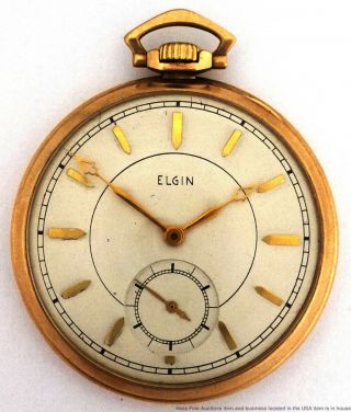 Elgin Vintage 1930s 17 Jewel Size 12s Strong Running Art Deco Pocket Watch