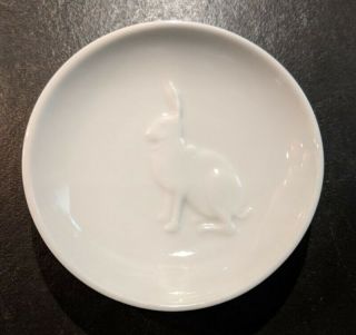 3 Vintage KPM Berlin White Porcelain Pin Dishes w/Half Relief - Duck,  Lamb,  Hare 4