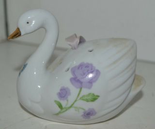 Vintage Swan Bird Porcelain Figure Flower Violets Potpourri Holder Box3