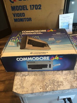 Commodore 64 Computer 1702 Monitor Joysticks 19 Cartridges 2