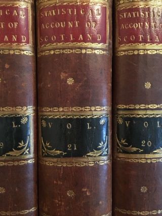 The Statistical Account of Scotland,  1791.  John Sinclair.  21 Volumes.  Leather 3