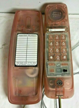 Vintage 70`s Pink See Through Telephone Teleface 5 Photo Button Dialer (a057)
