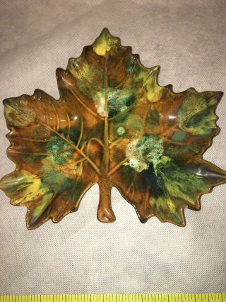 Vintage Van Briggle Leaf Shaped Dish - Signed Anna Van Briggle,  Colorado Springs