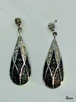 Vintage Black Diamond Dangling Earrings,  Ss