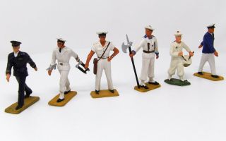 Vintage Starlux Toy Soldiers.  French Sailors X 5 Plus French Air Force X 1.  Vgc