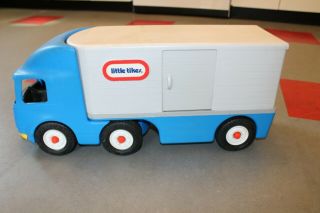 Vtg Little Tikes Ride On Tractor Trailer Semi Truck Hauler Big Rig Toy Blue Grey