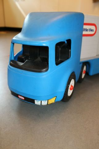 Vtg Little Tikes Ride On Tractor Trailer Semi Truck Hauler Big Rig Toy blue grey 6