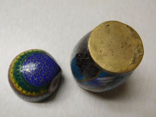 Vintage Brass Cloisonne Enamel Owl Bird Trinket Jewelry Coin Jar Secret Box 7