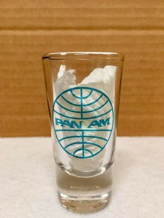 Vintage Pan Am Airlines Shot Glass 2 Oz 3 Inches Tall Collectors Item