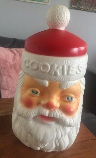 Vintage Empire Blow Mold Santa Claus Cookie Jar Christmas