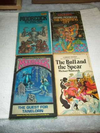 Michael Moorcock,  4 Science Fiction,  Paperbacks,  Vintage Ace And Others.
