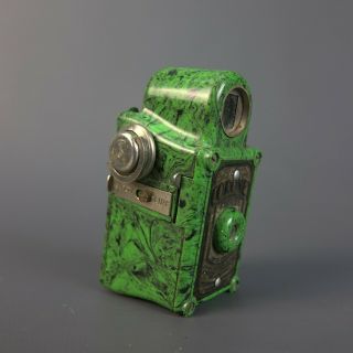 Coronet MIDGET Subminiature Camera Green/Black Bakelite 7