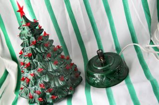 Vintage Ceramic Christmas Tree & Base 13 " Holland Mold W/ Red Birds