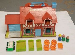 Vintage 1980 Fisher Price Family House Tudor With Accessories