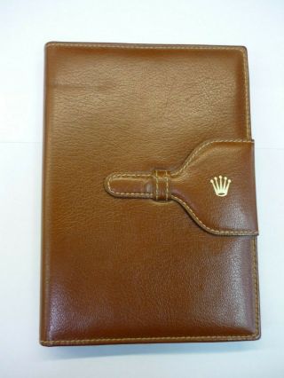Vintage Rolex Leather Note Book Case With Paper - Rare Collectable