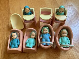 Little Tikes Dollhouse Baby Set: High Chair,  Cradle,  Stroller,  Car Seat Vintage