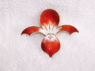 Vintage Aksel Holmsen [ Sterling & Enamel Orchid Pin ] 8.  8 Grams Norway