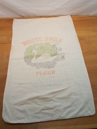 Vintage White Swan Flour Cloth Sack Springfield Milling Mn 100 Lbs.  Bag