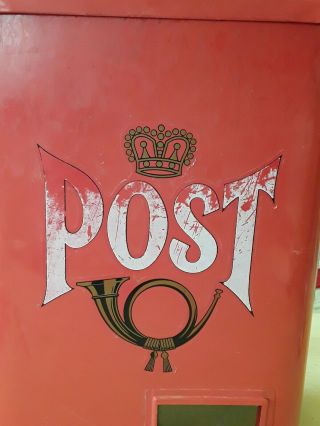 Vintage Red POST Metal Wall Mount Mailbox J - H Products MADE IN SWEDEN 2