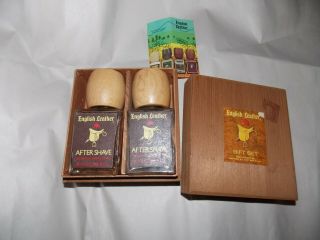 Vintage English Leather Gift Set After Shave In Wood Box 8 Fl Oz Made In Usa