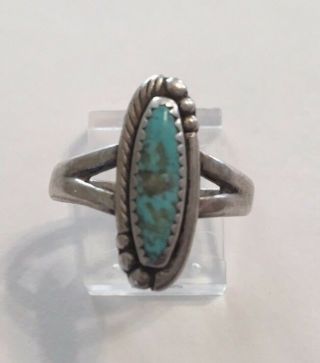 Vintage Sterling Silver Turquoise & Coral Shield Ring,  Southwest Indian