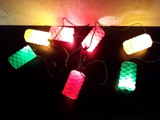 Vintage Party Patio Rv String Lights 7 Color Blow Mold Lanterns With Bulbs