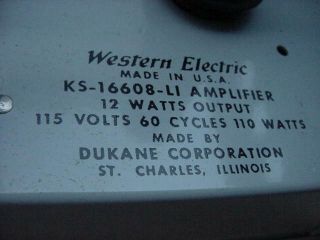 WESTERN ELECTRIC KS - 16608 - L1 TUBE AMPLIFIER 12 WATTS OUTPUT 7