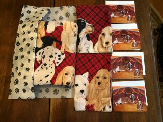 Vintage Domestications Puppy Flannel Queen Flat Sheet W/ Matching Pillow Cases