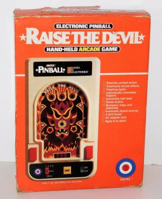 1980 Entex Raise The Devil Game Vintage Hand - Held Electronic Pinball W/ Box