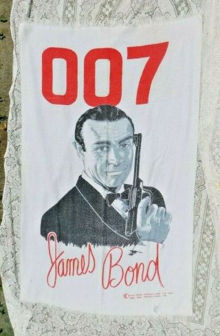 Vintage 1965 Glidrose Productions 007 James Bond Sean Connery Beach Towel Rare