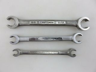 Craftsman Line Flare Nut Wrench Set 3pc 3/8 " - 11/16 " - Vv - Series Vintage Usa Made