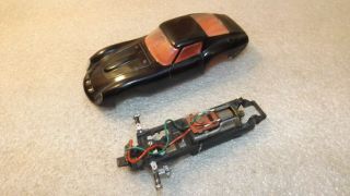 Vintage 1/32 Strombecker Slot Car Black Ferrari With Steering Chassis X