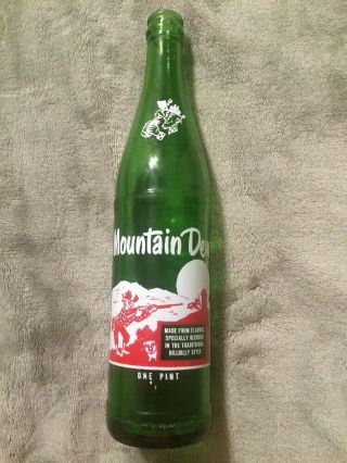 Vintage Hillbilly Mountain Dew Soda Bottle One Pint With Great Paint 1965