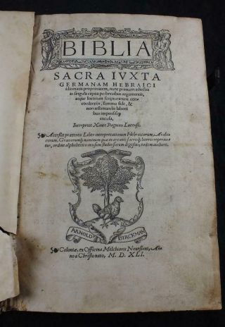 1541 Holy Bible,  Biblia Sacra,  Vulgate,  Pagnini,  Old Testament,  Verbum Verbo