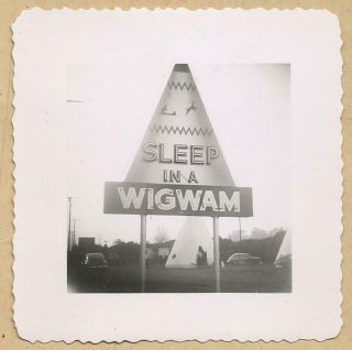 Americana Roadside Neon Sign Motel Wigwam Signage Vtg Native American Photo Art
